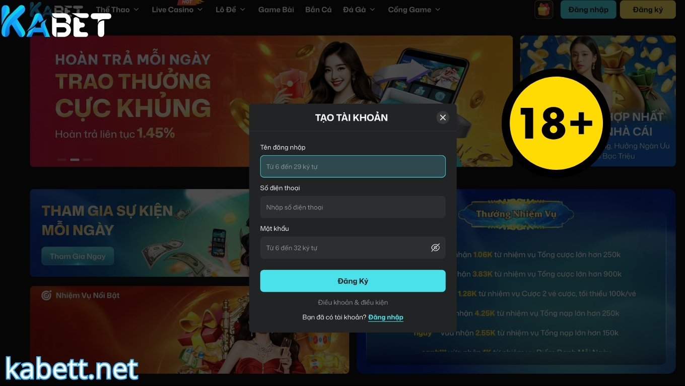 Lưu ý khi đăng ký KABET